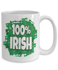 Load image into Gallery viewer, 100% Irish St. Patrick’s Day Ceramic Coffee Tea Mug | Lucky Leprechaun Emerald Green Rainbow Clover Potinn Drinkware Cup - CrazyFamilyLove