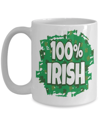 Load image into Gallery viewer, 100% Irish St. Patrick’s Day Ceramic Coffee Tea Mug | Lucky Leprechaun Emerald Green Rainbow Clover Potinn Drinkware Cup - CrazyFamilyLove