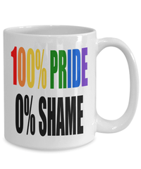 Load image into Gallery viewer, 100% Pride LGBTQ Woman Man Gender Fluid Identity Ceramic Coffee Tea Mug Cup | FTM MTF Transgender Bisexual Two-Spirit Rainbow Flag Drinkware - CrazyFamilyLove