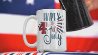 Load and play video in Gallery viewer, Happy 4th of July Fourth3 Born in the USA Ceramic Coffee Tea Mug | 1776 America Independence Day Star Spangled Banner Drinkware Cup