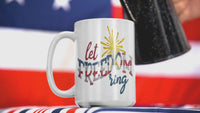 Load and play video in Gallery viewer, Let Freedom Ring01 4th of July Fourth Born in the USA Ceramic Coffee Tea Mug | 1776 America Independence Day Star Spangled Banner Drinkware