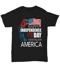 Load image into Gallery viewer, 4th of July Fourth Born in the USA Black Tshirt | 776 Statute of Liberty America Independence Day Star Spangled Banner Cotton Shirt Teeshirt - CrazyFamilyLove