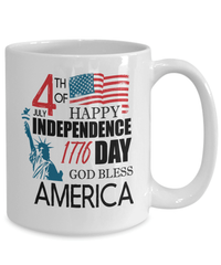 Load image into Gallery viewer, 4th of July Fourth Born in the USA Ceramic Coffee Mug 1776 Statute of Liberty America Independence Day Star Spangled Banner Drinkware - CrazyFamilyLove