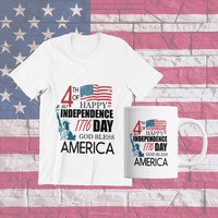 Load image into Gallery viewer, 4th of July Fourth Born in the USA Tshirt Tee | 776 Statute of Liberty America Independence Day Star Spangled Banner Cotton Shirt Teeshirt - CrazyFamilyLove
