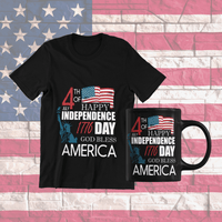 Load image into Gallery viewer, 4th of July Fourth Independence Day Black Ceramic Coffee Mug - CrazyFamilyLove