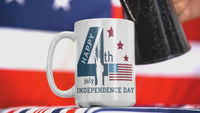 Load and play video in Gallery viewer, Happy 4th of July Fourth1 Born in the USA Ceramic Coffee Tea Mug | 1776 America Independence Day Star Spangled Banner Drinkware Cup