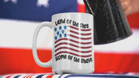 Load and play video in Gallery viewer, Land of the Free Home of the Brave 4th of July Fourth Born in the USA Ceramic Coffee Mug 1776 God Bless America Independence Day Drinkware