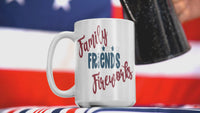 Load and play video in Gallery viewer, Family Friends Fireworks 4th of July Fourth Born in the USA Ceramic Coffee Mug 1776 America Independence Day Star Spangled Banner Drinkware