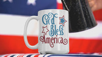 Load and play video in Gallery viewer, God Bless America 4th of July Fourth Born in the USA Ceramic Coffee Tea Mug | 1776 American Independence Day Star Spangled Banner Drinkware