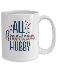 Load image into Gallery viewer, All American Hubby 4th of July Fourth Born in the USA Ceramic Coffee Tea Mug | 1776 America Independence Day Star Spangled Banner Drinkware - CrazyFamilyLove