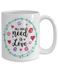 Load image into Gallery viewer, All You Need Love2 Valentine Day Ceramic Coffee Mug Gift For Him Her Drinkware - CrazyFamilyLove