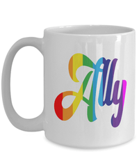Load image into Gallery viewer, Ally LGBTQ Woman Man Gender Fluid Identity Ceramic Coffee Tea Mug Cup | FTM MTF Transgender Bisexual Two-Spirit Rainbow Flag Pride Drinkware - CrazyFamilyLove
