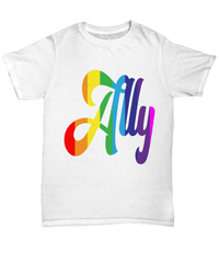 Load image into Gallery viewer, Ally LGBTQ Woman Man Gender Fluid Identity Tshirt | FTM MTF Transgender Bisexual Two-Spirit Rainbow Flag Pride Short Sleeve Cotton Shirt - CrazyFamilyLove