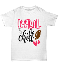 Load image into Gallery viewer, American Fantasy Football &amp; Chill Graphic Tshirt Teeshirt Gridiron Red Zone Quarterback Blitz TD Interception Halftime Punt Cotton Shirt - CrazyFamilyLove