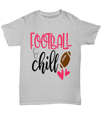 Load image into Gallery viewer, American Fantasy Football &amp; Chill Graphic Tshirt Teeshirt Gridiron Red Zone Quarterback Blitz TD Interception Halftime Punt Cotton Shirt - CrazyFamilyLove