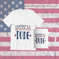 Load image into Gallery viewer, American Dude 4th of July Fourth USA White Cotton T-shirt Tee