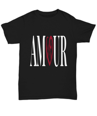 Load image into Gallery viewer, Amour (Love) Valentine Day Gift for Him Her Black Graphic Cotton Tshirts Shirt - CrazyFamilyLove