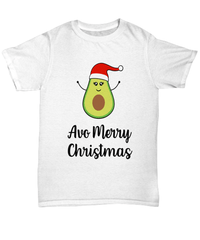 Load image into Gallery viewer, Avo Merry Christmas Xmas Tshirt Teeshirt | Holiday Snow Lights Gift Present Ideas Mom Dad Wife Husband Boyfriend Girlfriend Short Sleeve Shirt - CrazyFamilyLove