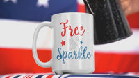 Load and play video in Gallery viewer, Free to Sparkle 4th of July Fourth Born in the USA Ceramic Coffee Tea Mug | 1776 America Independence Day Star Spangled Banner Drinkware