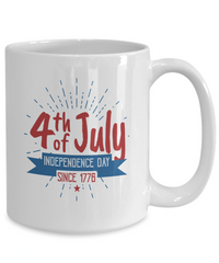 Load image into Gallery viewer, 4th of July Fourth Independence Since 1776 White Ceramic Coffee Mug