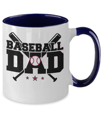 Load image into Gallery viewer, Baseball Dad Two Tone Coffee Tea Mug Cup | Father Papa Daddy Birthday Drinkware - CrazyFamilyLove