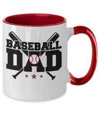 Load image into Gallery viewer, Baseball Dad Two Tone Coffee Tea Mug Cup | Father Papa Daddy Birthday Drinkware - CrazyFamilyLove