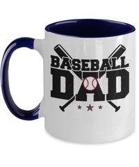 Load image into Gallery viewer, Baseball Dad Two Tone Coffee Tea Mug Cup | Father Papa Daddy Birthday Drinkware - CrazyFamilyLove