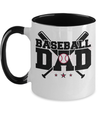 Load image into Gallery viewer, Baseball Dad Two Tone Coffee Tea Mug Cup | Father Papa Daddy Birthday Drinkware - CrazyFamilyLove