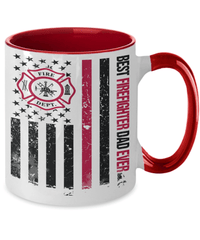 Load image into Gallery viewer, Best Firefighter Dad Two Tone Coffee Mug Fireman Father Papa Daddy Bday Drinkware - CrazyFamilyLove