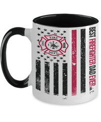Load image into Gallery viewer, Best Firefighter Dad Two Tone Coffee Mug Fireman Father Papa Daddy Bday Drinkware - CrazyFamilyLove