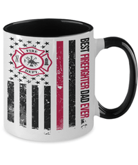 Load image into Gallery viewer, Best Firefighter Dad Two Tone Coffee Mug Fireman Father Papa Daddy Bday Drinkware - CrazyFamilyLove