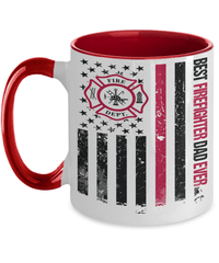 Load image into Gallery viewer, Best Firefighter Dad Two Tone Coffee Mug Fireman Father Papa Daddy Bday Drinkware - CrazyFamilyLove