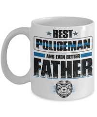 Load image into Gallery viewer, Best Policeman Father Coffee Mug Cup Dad Papa Daddy Thin Blue Line Bday Drinkware - CrazyFamilyLove