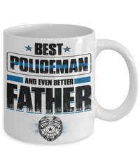 Load image into Gallery viewer, Best Policeman Father Coffee Mug Cup Dad Papa Daddy Thin Blue Line Bday Drinkware - CrazyFamilyLove