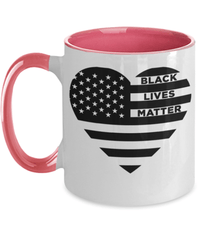 Load image into Gallery viewer, Black Lives Matter Heart Flag Two Tone Ceramic Coffee Mug Cup | Black Pride BLM - CrazyFamilyLove