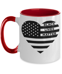 Load image into Gallery viewer, Black Lives Matter Heart Flag Two Tone Ceramic Coffee Mug Cup | Black Pride BLM - CrazyFamilyLove