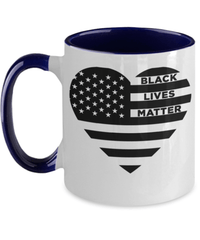 Load image into Gallery viewer, Black Lives Matter Heart Flag Two Tone Ceramic Coffee Mug Cup | Black Pride BLM - CrazyFamilyLove