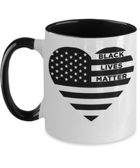 Load image into Gallery viewer, Black Lives Matter Heart Flag Two Tone Ceramic Coffee Mug Cup | Black Pride BLM - CrazyFamilyLove