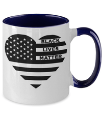 Load image into Gallery viewer, Black Lives Matter Heart Flag Two Tone Ceramic Coffee Mug Cup | Black Pride BLM - CrazyFamilyLove