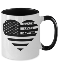 Load image into Gallery viewer, Black Lives Matter Heart Flag Two Tone Ceramic Coffee Mug Cup | Black Pride BLM - CrazyFamilyLove