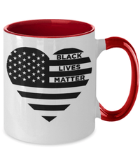Load image into Gallery viewer, Black Lives Matter Heart Flag Two Tone Ceramic Coffee Mug Cup | Black Pride BLM - CrazyFamilyLove
