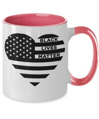 Load image into Gallery viewer, Black Lives Matter Heart Flag Two Tone Ceramic Coffee Mug Cup | Black Pride BLM - CrazyFamilyLove
