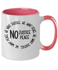Load image into Gallery viewer, Black Lives Matter Two Tone Coffee Mug Cup | No Justice No Peace Black Pride BLM - CrazyFamilyLove