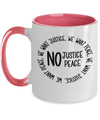 Load image into Gallery viewer, Black Lives Matter Two Tone Coffee Mug Cup | No Justice No Peace Black Pride BLM - CrazyFamilyLove