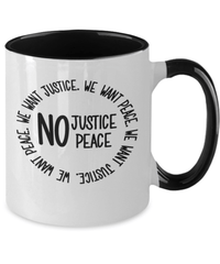 Load image into Gallery viewer, Black Lives Matter Two Tone Coffee Mug Cup | No Justice No Peace Black Pride BLM - CrazyFamilyLove
