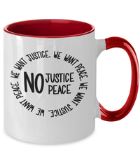 Load image into Gallery viewer, Black Lives Matter Two Tone Coffee Mug Cup | No Justice No Peace Black Pride BLM - CrazyFamilyLove