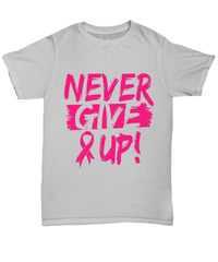 Load image into Gallery viewer, Breast Cancer Awareness Cotton Shirt Never Give Up | Pink Ribbon tshirt teeshirt - CrazyFamilyLove