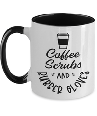 Load image into Gallery viewer, Coffee Scrubs Rubber Gloves01 LPN RN ARNP Nurse Two Tone Ceramic Mug Drinkware - CrazyFamilyLove