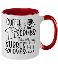 Load image into Gallery viewer, Coffee Scrubs Rubber Gloves03 LPN RN ARNP Nurse Two Tone Ceramic Mug Drinkware - CrazyFamilyLove