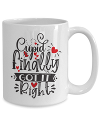 Load image into Gallery viewer, Cupid Finally Got Right Bk Valentine Day Coffee Mug Gift For Him Her Drinkware - CrazyFamilyLove